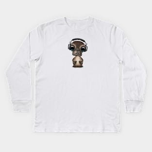 Cute Baby Platypus Deejay Wearing Headphones Kids Long Sleeve T-Shirt